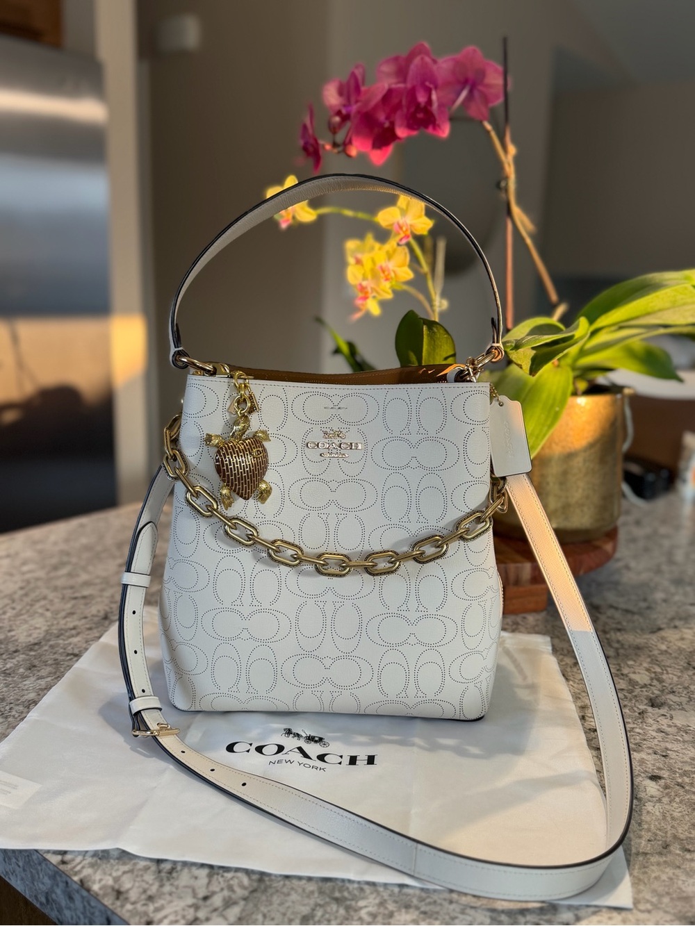 Coach Large Town Bucket Bag in Perforated Leather Style 1008 EUC - Picture 12 of 12